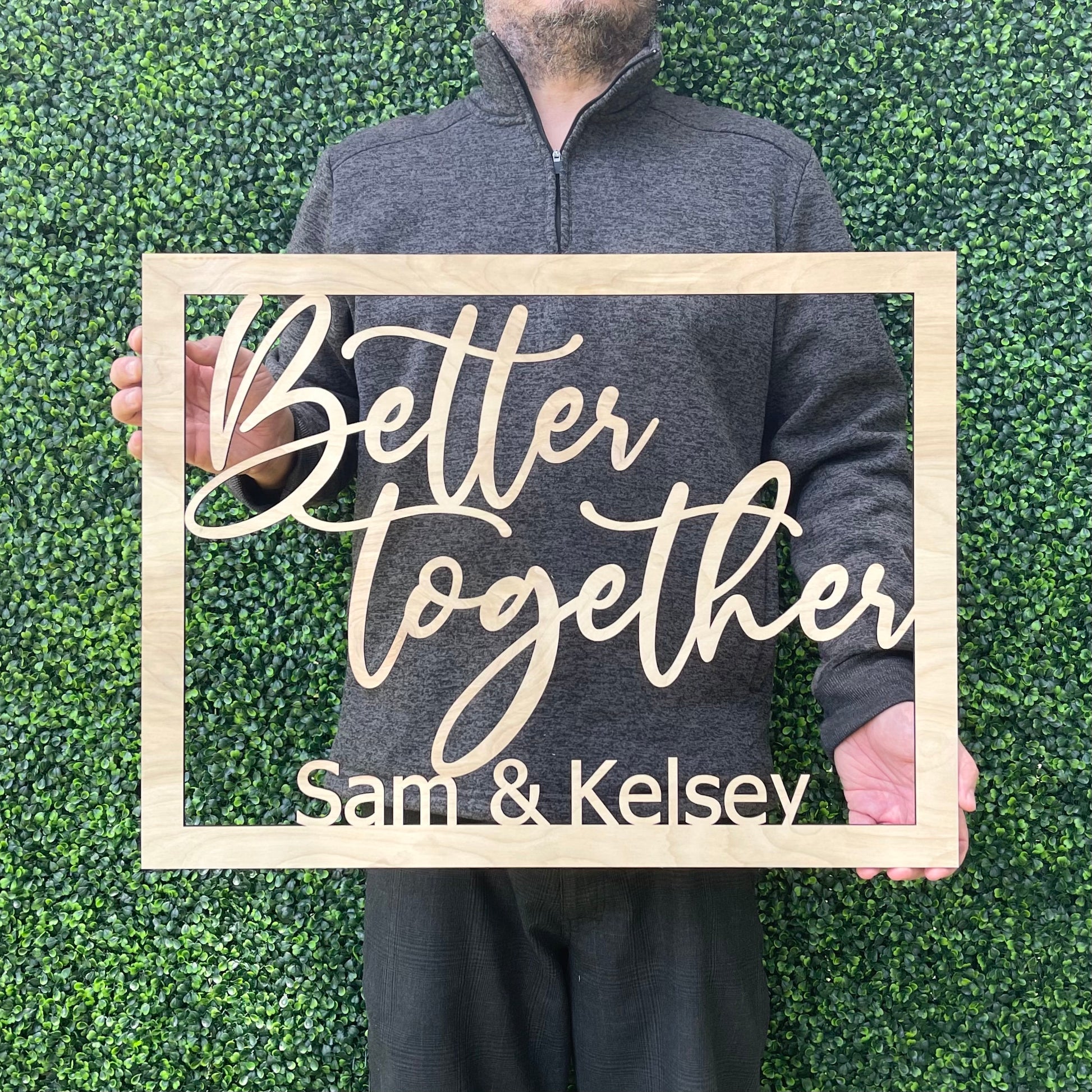 Better Together Wood Sign, Couple Name Wedding Sign, Anniversary Sign, Bridal Shower Gift, Personalized Engagement Gift With Names