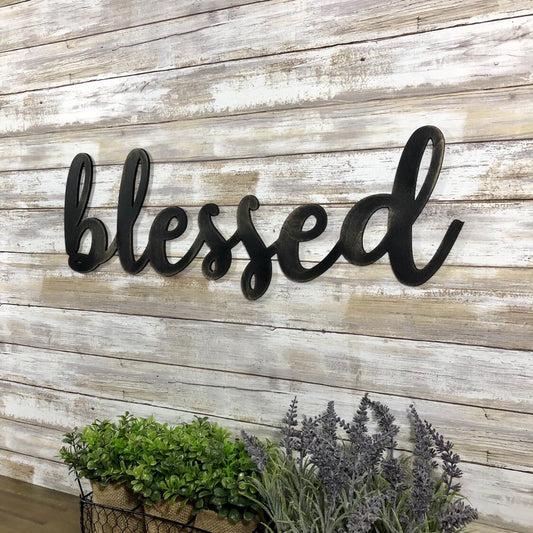 Blessed Farmhouse Wooden Sign, Personalized Gift For Mom, Grateful Thankful Blessed Wall Decor, Thanksgiving Family Room Decor