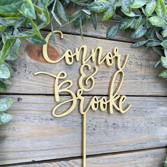 Personalized Rustic Wedding Cake Topper, First Names Topper Script Calligraphy, Mr & Mrs Custom Wooden Cake Topper, Engagement Topper