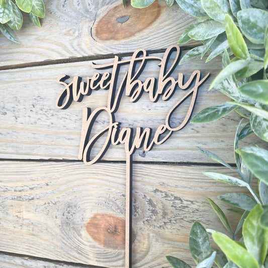Sweet Baby Cake Topper, Baby Shower Party Decor, Pregnancy Announcement Party, Custom Baby Name Cake Topper, Oh Baby Cake Topper