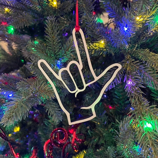 ASL I Love You Ornament, Hand Sign Language Ornament, American Sign Language Ornament, ASL Christmas Modern Sign Language Ornament