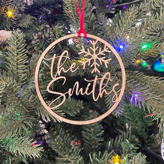 Family Name Christmas Ornament, 2023 Family Ornament, First Christmas Ornament, Last Name Ornament, Custom Name Ornament, Laser Cut Gift Tag