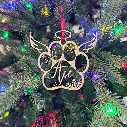 Pet Memorial Ornament, Paw With Wings Christmas Ornament, Pet Angel Paw Ornament, Pet Sympathy Gift, Pet Remembrance, Dog Loss Keepsake
