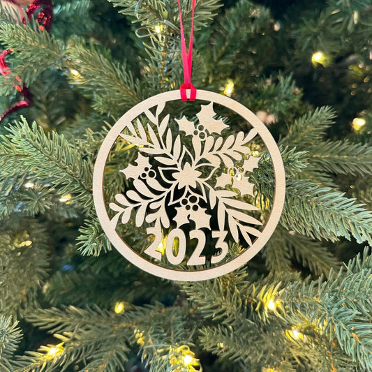Snowflake Ornament 2023, Christmas Tree Ornament, Wooden Ornament, 2023 Christmas Decoration, Laser Cut Wood Decor, Christmas Gift